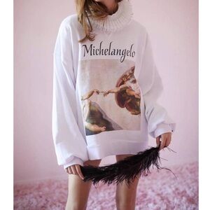 Selkie Michelangelo creation of Adam sweatshirt XS Oversized RARE
